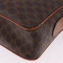 CELINE Macadam Canvas Circle Shoulder Bag PVC Leather Brown Gold Auth 193856-15