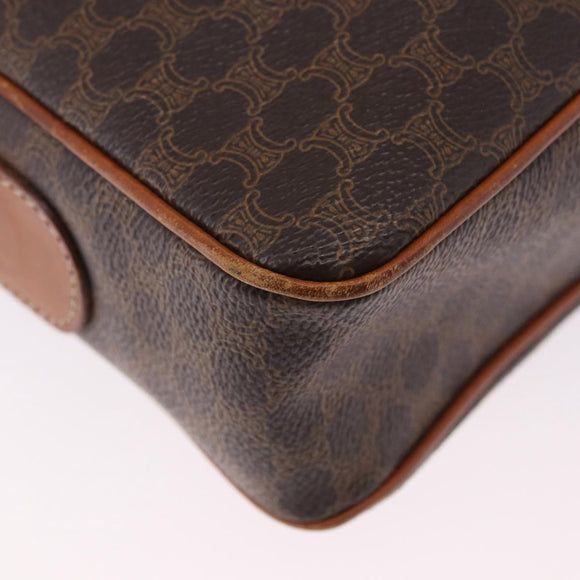 CELINE Macadam Canvas Circle Shoulder Bag PVC Leather Brown Gold Auth 193856