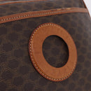 CELINE Macadam Canvas Circle Shoulder Bag PVC Leather Brown Gold Auth 193856-18