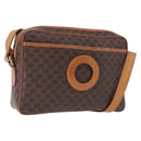 CELINE Macadam Canvas Circle Shoulder Bag PVC Leather Brown Gold Auth 193856-1