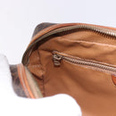 CELINE Macadam Canvas Circle Shoulder Bag PVC Leather Brown Gold Auth 193856-21