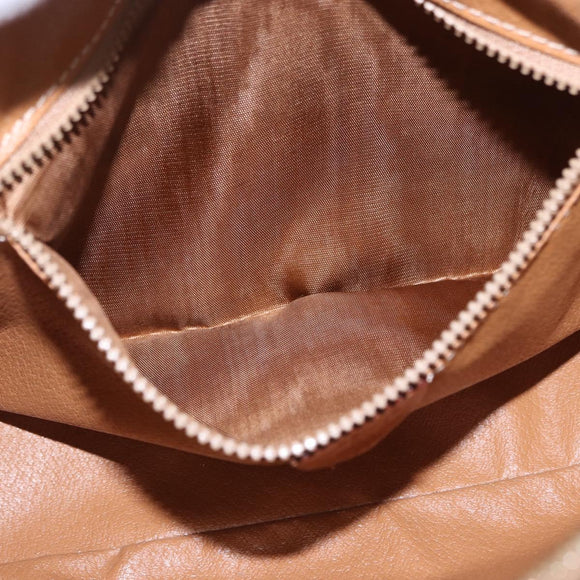 CELINE Macadam Canvas Circle Shoulder Bag PVC Leather Brown Gold Auth 193856