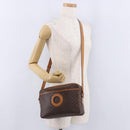CELINE Macadam Canvas Circle Shoulder Bag PVC Leather Brown Gold Auth 193856-23