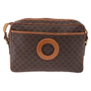 CELINE Macadam Canvas Circle Shoulder Bag PVC Leather Brown Gold Auth 193856-13