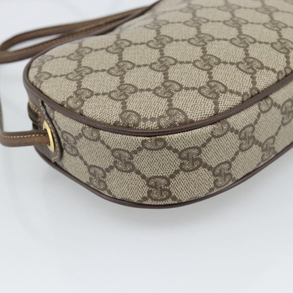 GUCCI GG Supreme Web Sherry Line Bag PVC Beige Gold 007 58 6112 Auth 193857