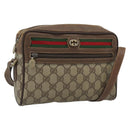 GUCCI GG Supreme Web Sherry Line Bag PVC Beige Gold 116 02 087 Auth 193860-1