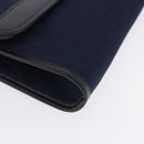 Christian Dior Trotter Canvas Chain Shoulder Bag Navy Gold Auth 193861-9