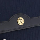 Christian Dior Trotter Canvas Chain Shoulder Bag Navy Gold Auth 193861-17