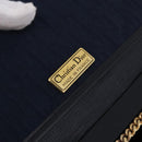 Christian Dior Trotter Canvas Chain Shoulder Bag Navy Gold Auth 193861-18