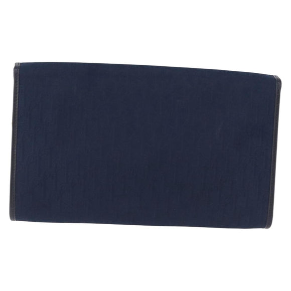 Christian Dior Trotter Canvas Chain Shoulder Bag Navy Gold Auth 193861