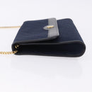 Christian Dior Trotter Canvas Chain Shoulder Bag Navy Gold Auth 193861-4