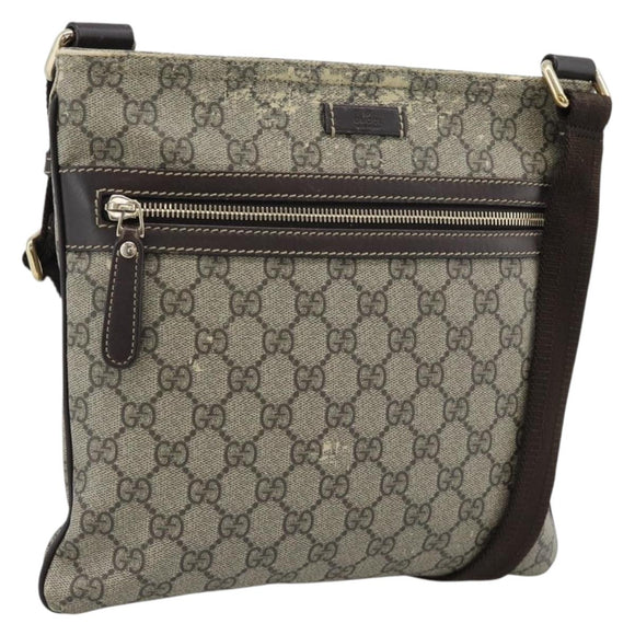 GUCCI GG Supreme Shoulder Bag PVC Beige Gold 295257 Auth 193862