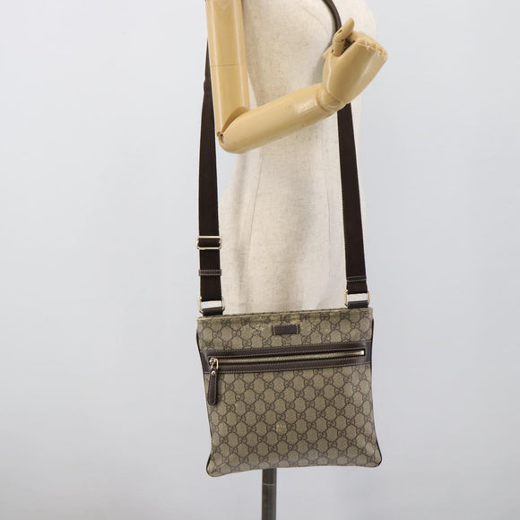 GUCCI GG Supreme Shoulder Bag PVC Beige Gold 295257 Auth 193862