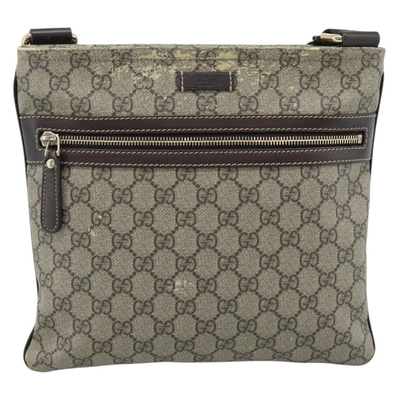 GUCCI GG Supreme Shoulder Bag PVC Beige Gold 295257 Auth 193862