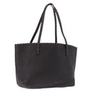 FENDI Celeria Tote Bag Leather Dark Brown Silver Auth 193863-1