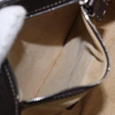 FENDI Celeria Tote Bag Leather Dark Brown Silver Auth 193863-11