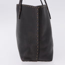 FENDI Celeria Tote Bag Leather Dark Brown Silver Auth 193863-3