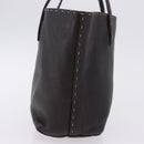 FENDI Celeria Tote Bag Leather Dark Brown Silver Auth 193863-4