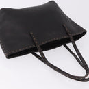 FENDI Celeria Tote Bag Leather Dark Brown Silver Auth 193863-6