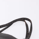 FENDI Celeria Tote Bag Leather Dark Brown Silver Auth 193863-14