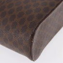 CELINE Macadam Canvas Mini vanity Hand Bag PVC Leather Brown Gold Auth 193866A-14