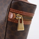 CELINE Macadam Canvas Mini vanity Hand Bag PVC Leather Brown Gold Auth 193866A-9