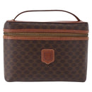 CELINE Macadam Canvas Mini vanity Hand Bag PVC Leather Brown Gold Auth 193866A-13