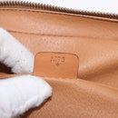 CELINE Macadam Canvas Mini vanity Hand Bag PVC Leather Brown Gold Auth 193866A-12