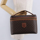 CELINE Macadam Canvas Mini vanity Hand Bag PVC Leather Brown Gold Auth 193866A-21
