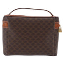 CELINE Macadam Canvas Mini vanity Hand Bag PVC Leather Brown Gold Auth 193866A-2
