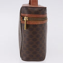 CELINE Macadam Canvas Mini vanity Hand Bag PVC Leather Brown Gold Auth 193866A-4