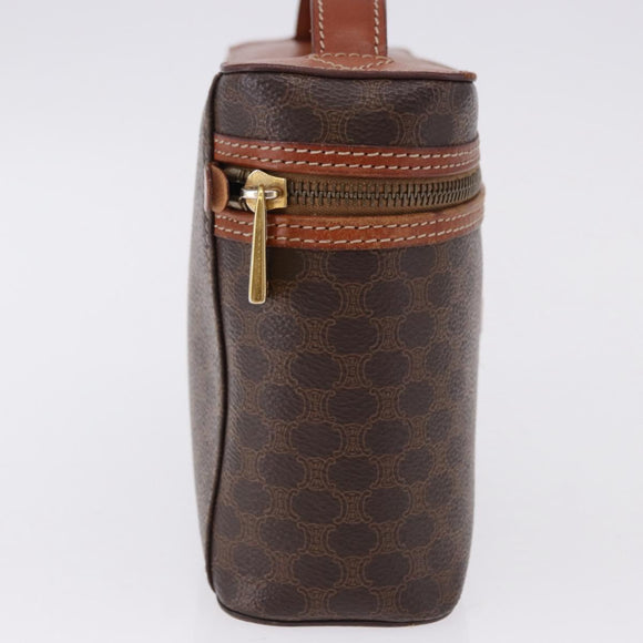 CELINE Macadam Canvas Mini vanity Hand Bag PVC Leather Brown Gold Auth 193866A