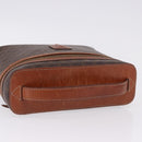 CELINE Macadam Canvas Mini vanity Hand Bag PVC Leather Brown Gold Auth 193866A-6