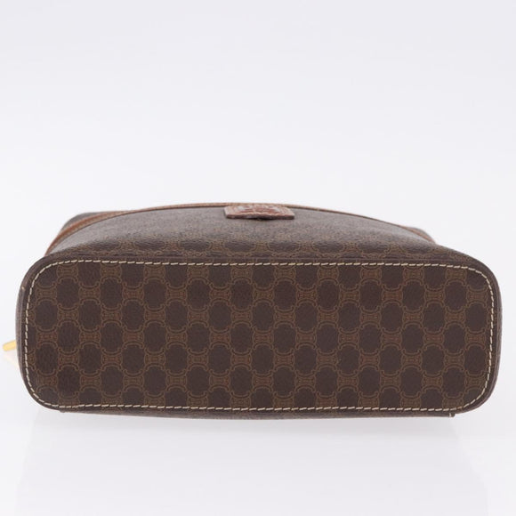 CELINE Macadam Canvas Mini vanity Hand Bag PVC Leather Brown Gold Auth 193866A