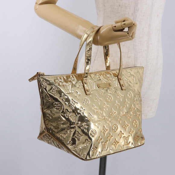 LOUIS VUITTON Monogram Miroir Bellevue PM Hand Bag Gold Dore M95762 Auth 193872