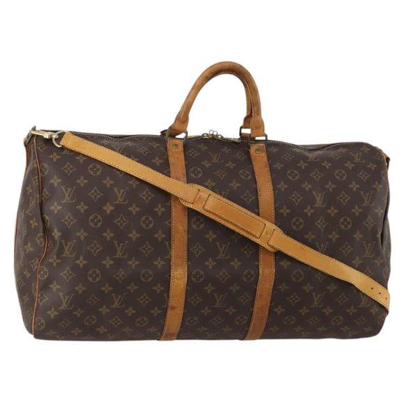 LOUIS VUITTON Monogram Keepall Bandouliere 55 Boston Bag M41414 LV Auth 193877