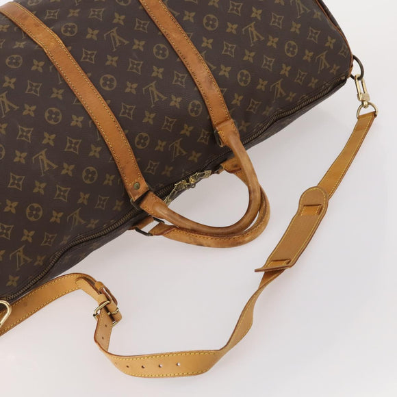 LOUIS VUITTON Monogram Keepall Bandouliere 55 Boston Bag M41414 LV Auth 193877