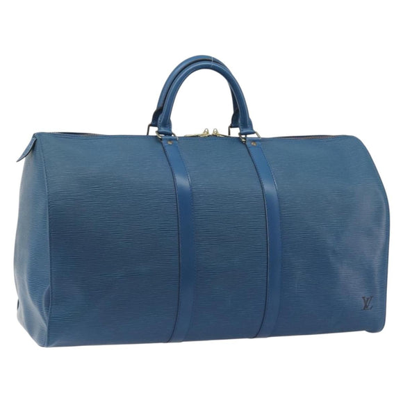 LOUIS VUITTON Epi Keepall 50 Boston Bag Blue M42965 LV Auth 193878A