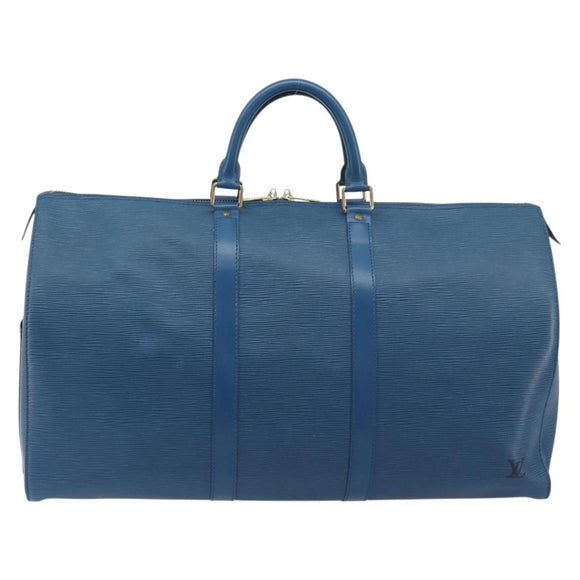 LOUIS VUITTON Epi Keepall 50 Boston Bag Blue M42965 LV Auth 193878A