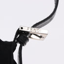 FENDI Mamma Baguette Shoulder Bag Cotton jersey Black Silver Auth 193880-15