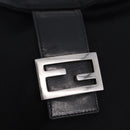 FENDI Mamma Baguette Shoulder Bag Cotton jersey Black Silver Auth 193880-18