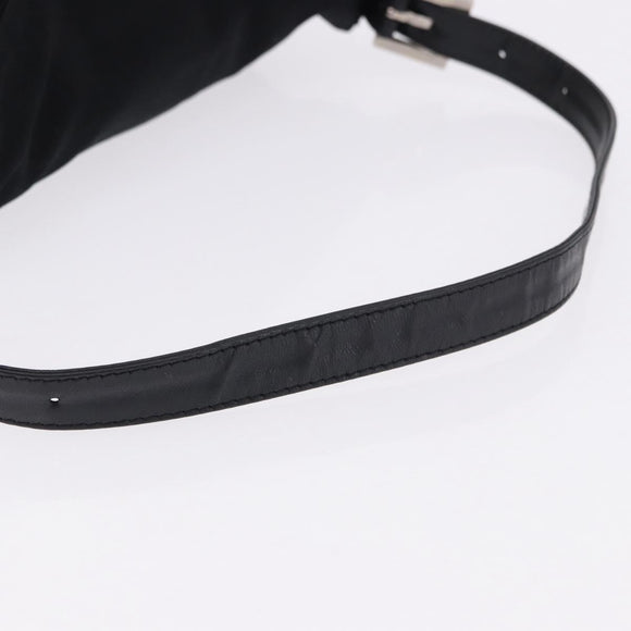 FENDI Mamma Baguette Shoulder Bag Cotton jersey Black Silver Auth 193880