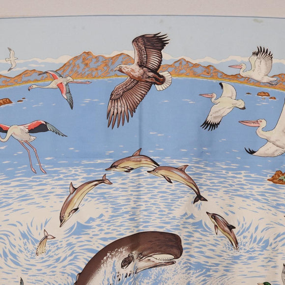 HERMES Carre 90 Scarf ”Lavie Precieuse de la Mediterranee” Silk Auth 193883