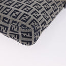 FENDI Zucchino Canvas Hand Pouch Mamma Baguette Navy Silver Auth 193893A-15