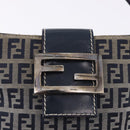 FENDI Zucchino Canvas Hand Pouch Mamma Baguette Navy Silver Auth 193893A-18