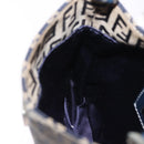 FENDI Zucchino Canvas Hand Pouch Mamma Baguette Navy Silver Auth 193893A-22