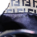 FENDI Zucchino Canvas Hand Pouch Mamma Baguette Navy Silver Auth 193893A-12
