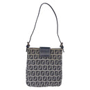 FENDI Zucchino Canvas Hand Pouch Mamma Baguette Navy Silver Auth 193893A-2