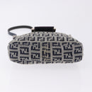 FENDI Zucchino Canvas Hand Pouch Mamma Baguette Navy Silver Auth 193893A-5