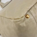 PRADA Hand Bag Leather 2way Beige Gold Auth 193894A-11